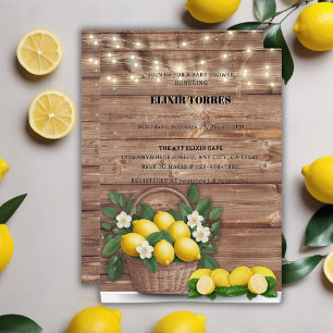 Rustic Lemon Basket Modern Cute Baby Shower Invitation