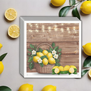 Rustic Lemon Basket Modern Cute Baby Shower Napkin