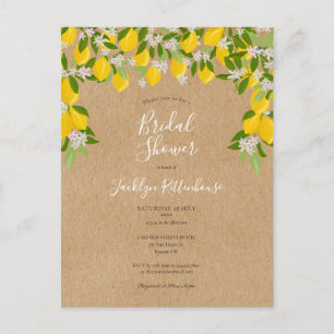 Rustic Lemon Blossom Greenery Bridal Shower Announcement Postcard