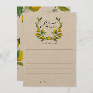 Rustic Lemon Bridal Shower advice and wishes cards
