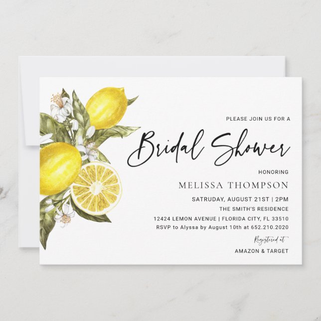 Rustic Lemon Bridal Shower Invitation (Front)