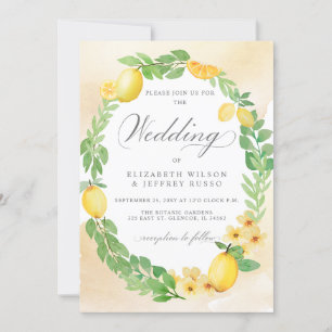 Rustic Lemon Citrus Boho Summer Wedding Invitation