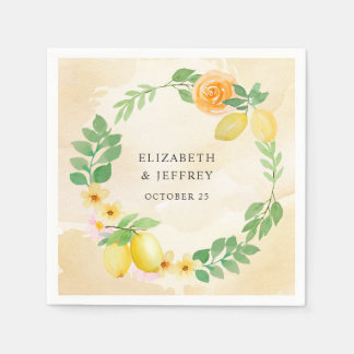 Rustic Lemon Citrus Boho Summer Wedding Napkin