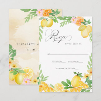 Rustic Lemon Citrus Boho Summer Wedding RSVP Card