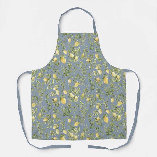 Rustic Lemon Citrus Orchard Pattern Print Apron (Front)