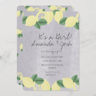 Rustic Lemon Citrus Vintage Stone Baby Shower Invitation