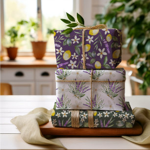 Rustic Lemon floral Citrus Wedding  Wrapping Paper