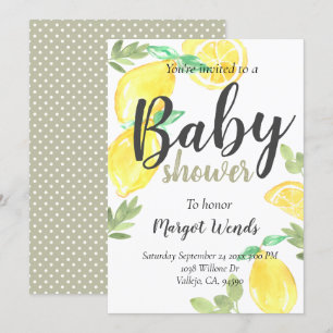 Rustic lemon fruit wedding babyshower invite