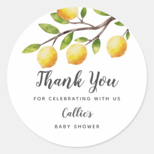 Rustic Lemon Gender Neutral Baby Shower  Classic Round Sticker