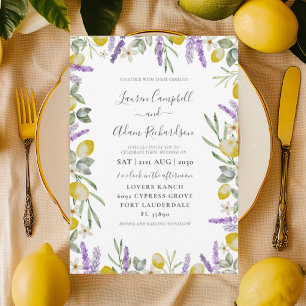 Rustic Lemon & Lavender Foliage Wedding Invitation
