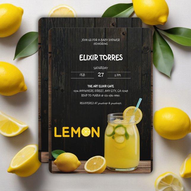 Rustic Lemon Lemonade Baby Shower Invitation (Creator Uploaded)