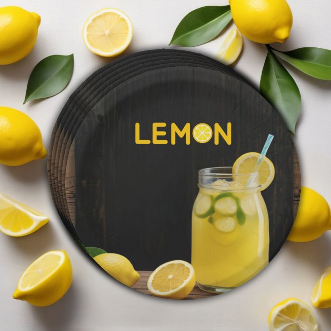 Rustic Lemon Lemonade Baby Shower Paper Plate (Creator Uploaded)