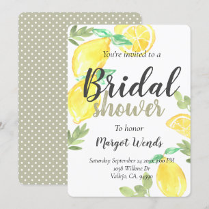 Rustic lemon wedding bridal shower invite