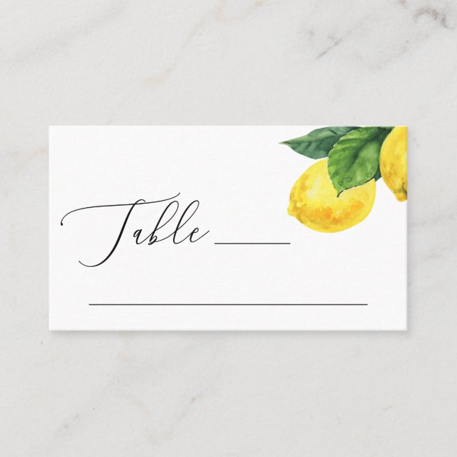Rustic Lemon Wedding | Citrus Botanical Garden Place Card (Front)