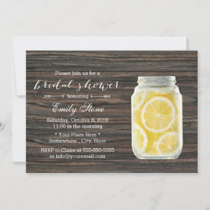 Rustic Lemonade Mason Jar Bridal Shower Invitation