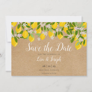 Rustic Lemons Blossom Elegant Script Save The Date