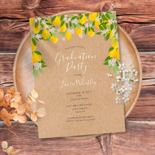 Rustic Lemons Blossom Greenery Graduation Party Invitation