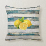 Rustic Lemons (Blue) Cushion<br><div class="desc">Rustic Lemons (Blue)</div>