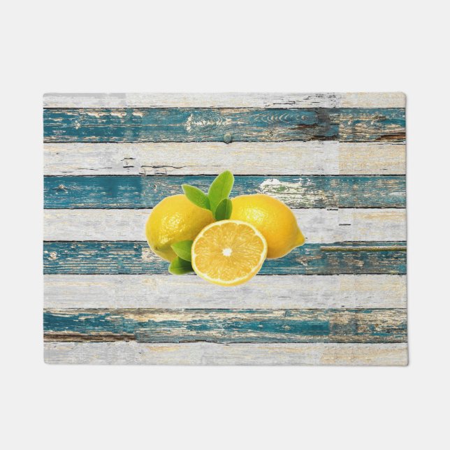 Rustic Lemons (Blue) Doormat (Front)