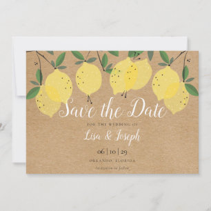 Rustic Lemons Boho Elegant Script Save The Date