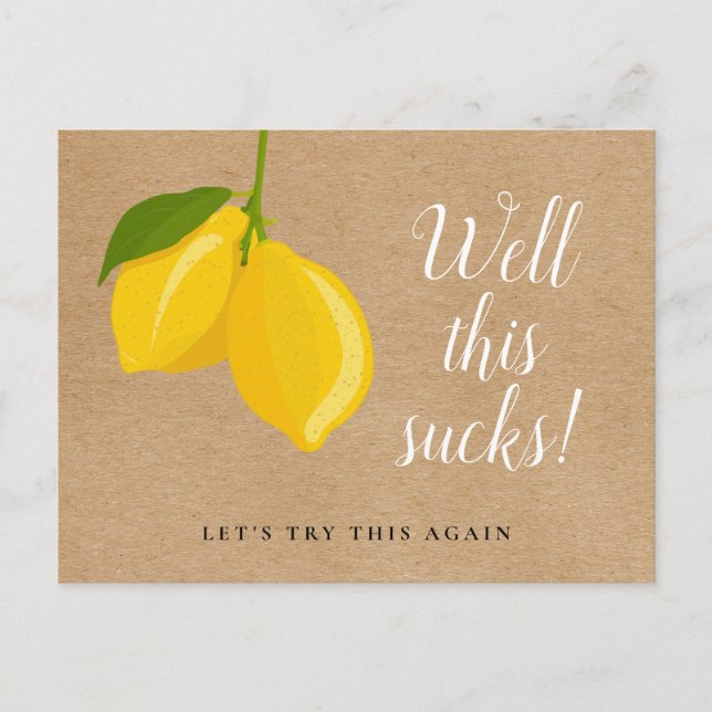 Rustic Lemons Change the Date Postponed Event Announcement Postcard (Front)