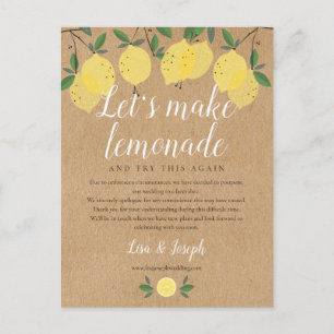 Rustic Lemons Change the Date Postponed Photo Postcard