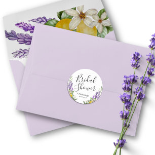 Rustic Lemons & Lavender Bridal Shower Favour Classic Round Sticker