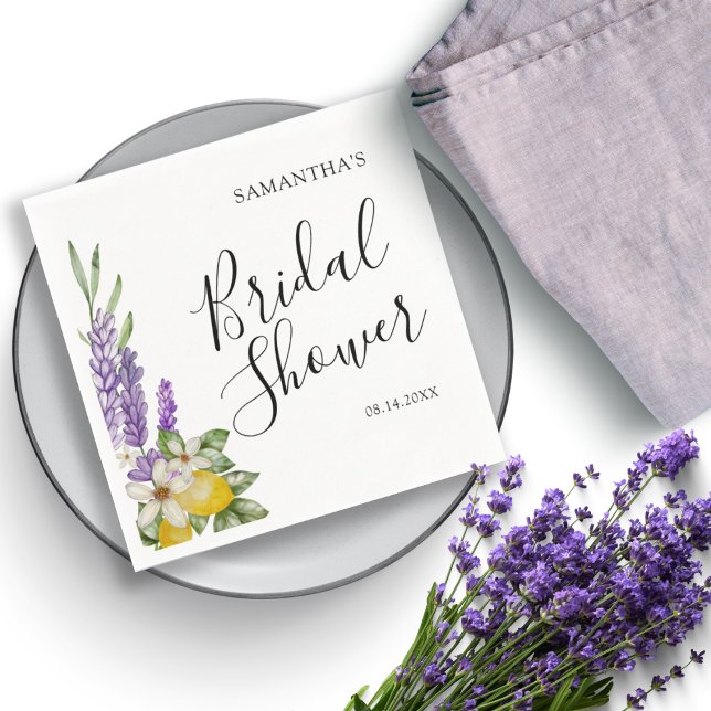 Rustic Lemons & Lavender Bridal Shower Favour Napkin (Creator Uploaded)