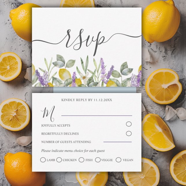 Rustic Lemons & Lavender Wedding RSVP (Creator Uploaded)