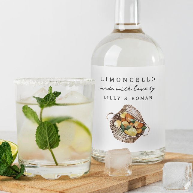 Rustic Lemons Personalised Limoncello Liquor Bottle Label (Creator Uploaded)