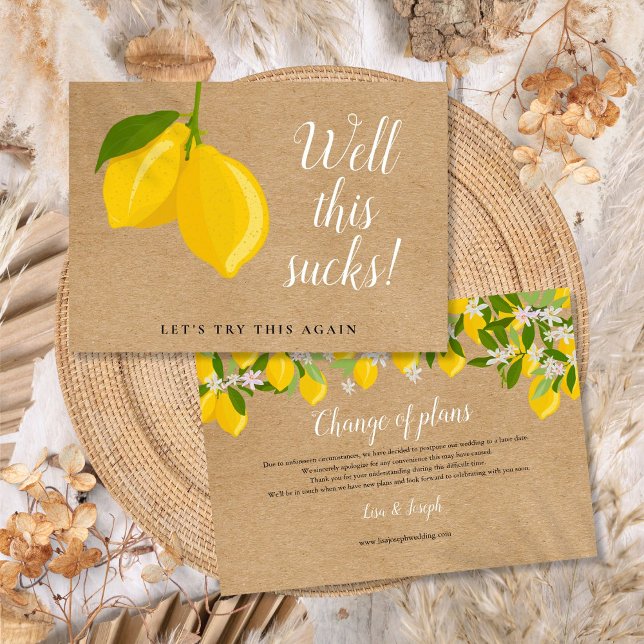 Rustic Lemons Wedding Change the Date Postponed Invitation (Rustic Lemons Wedding Change the Date Postponed Invitation)