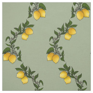 Rustic lemons with foliage wave twigs fabric