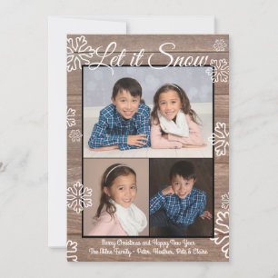 Rustic Let it Snow - Christmas Photo Flat Holiday Card