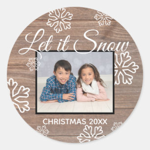 Rustic Let it Snow - Circle Sticker