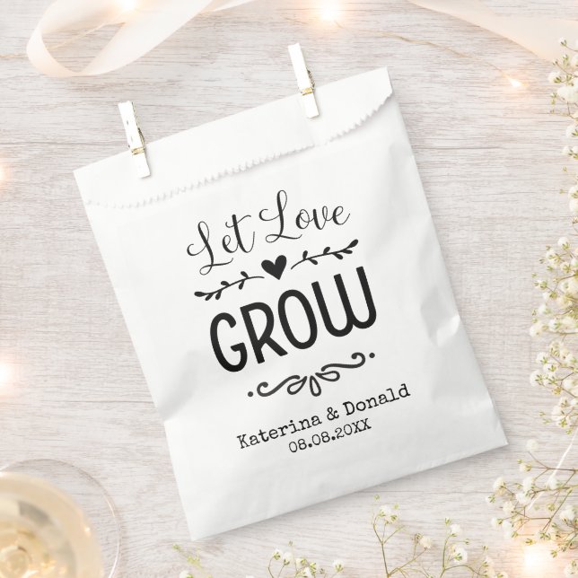 Rustic Let Love Grow Seed Wedding  Favour Bag (Clipped)