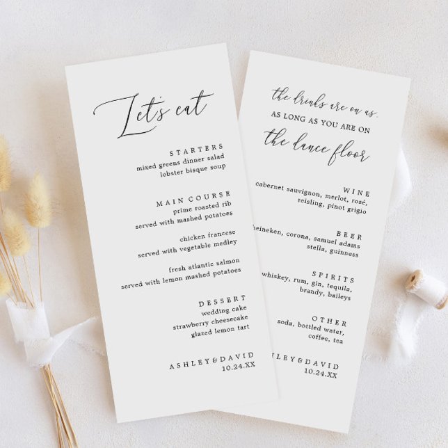Rustic Let's Eat Wedding Dinner and Drinks Menu (Creator Uploaded)