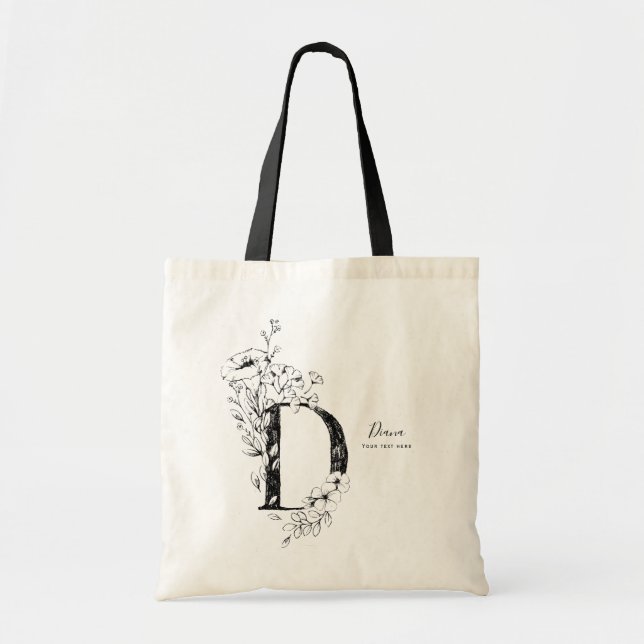 Rustic Letter D Farmhouse Trendy monogrammed Tote Bag (Front)