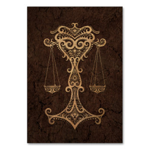 Rustic Libra Zodiac Sign on Stone Effect Table Number