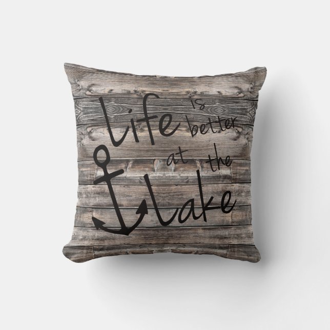 rustic LIFE IS BETTER AT THE LAKE | Cushion (Front)