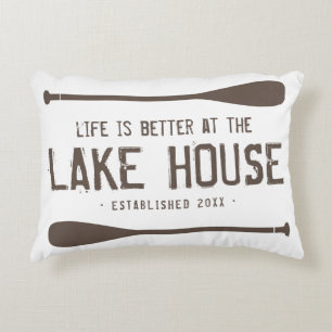 Rustic Life Is Better At The Lake House Paddles Decorative Cushion