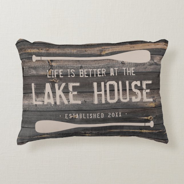 Rustic Life Is Better At The Lake House Paddles Decorative Cushion (Front)