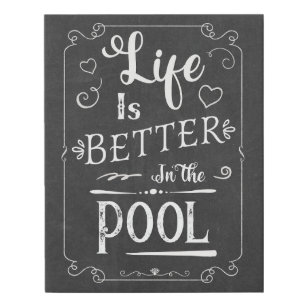 Rustic Life is Better in the Pool Faux Chalkboard Faux Canvas Print