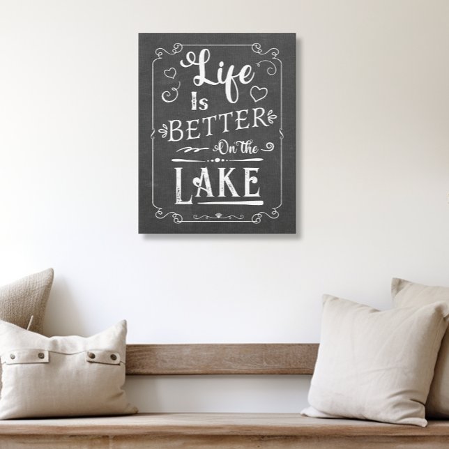 Rustic Life is Better on the Lake Chalkboard Canvas Print (Creator Uploaded)