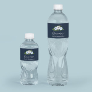 Rustic Light Blue and White Floral Quinceañera  Water Bottle Label