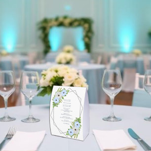 Rustic Light Blue & White Floral Quinceañera Menu
