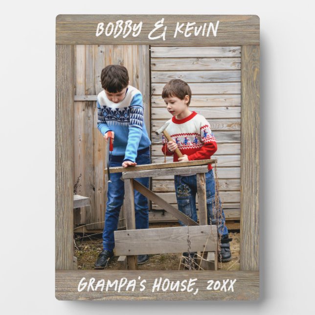 Rustic Light Brown Wood Text Photo Frame (Front)