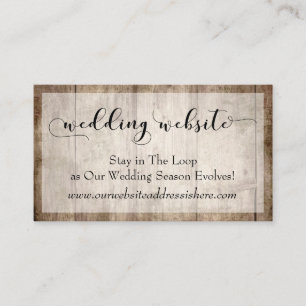 Rustic Light Brown Wood, Wedding Website Details Enclosure Card