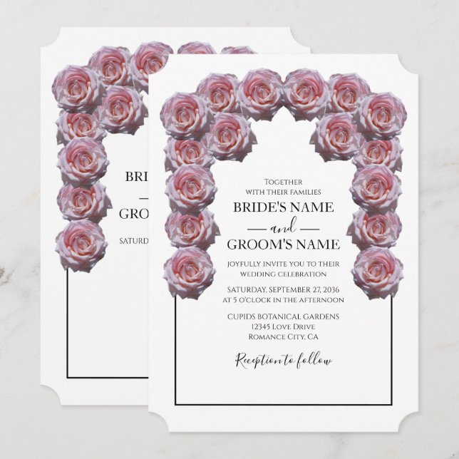 Rustic Light Pink Roses Wedding Invitations (Front/Back)