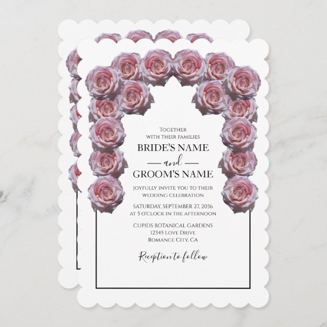 Rustic Light Pink Roses Wedding Invitations (Front/Back)