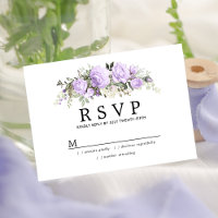 Rustic Light Purple Floral Wedding RSVP